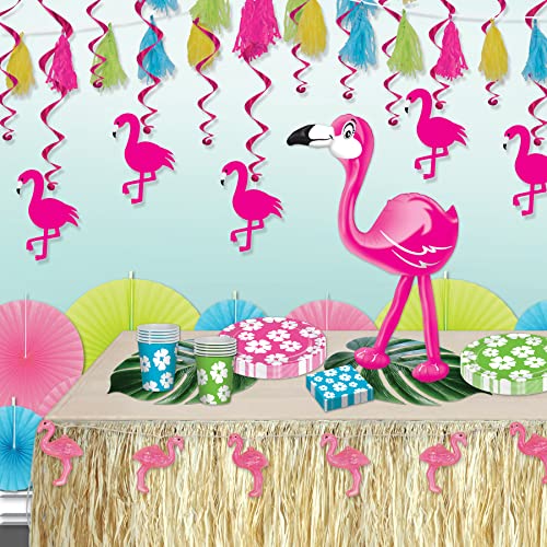 Beistle 24" 3 Piece Inflatable Flamingoes For Luau Party Decorations, Hawaiian Theme Tropical Décor, Pink/White/Black #TOP3