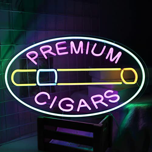 VINRAY Large Size Cigars Neon Sign for Smoke Tobacco Business Display,Dimmable Neon Lights for Cigar Lounge.Smoke Shop Light.(Purple).