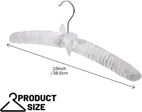 Miniatura 3 de 48 perchas acolchadas de satén con gancho giratorio antioxidante para colgar vestidos, suéteres, trajes y más (blanco)