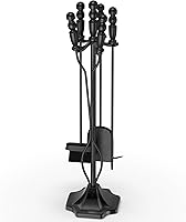 Vista 1 de GameXcel - Juego de herramientas para chimenea de 5 piezas, juego de herramientas de accesorios para chimenea con soporte, hierro forjado de 32