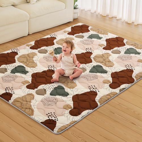 Blissful Diary Baby Play Mats for Floor, 71×59 Inch Extra Thicker & Large Soft Cushioning Foam Playmats for Babies and Toddlers, Foldable Washable Baby Crawling Mat for Playpen, Boho Design