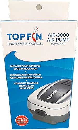 Top Fin Aquarium Air-3000 Pump. Ideal for Up to 75 Gallon Aquariums.