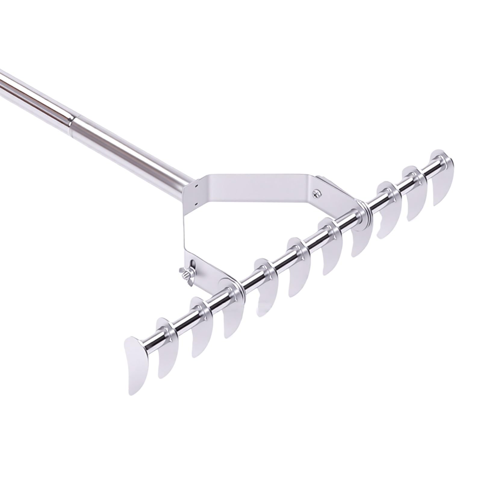 Aramox Rastrillo de Paja de Acero Inoxidable, Rastrillo de Césped con Desmontable para Eliminación de Paja, de 3 Secciones, Herramienta de Limpieza de Desechos para Usuarios de Cuidado del Césped del