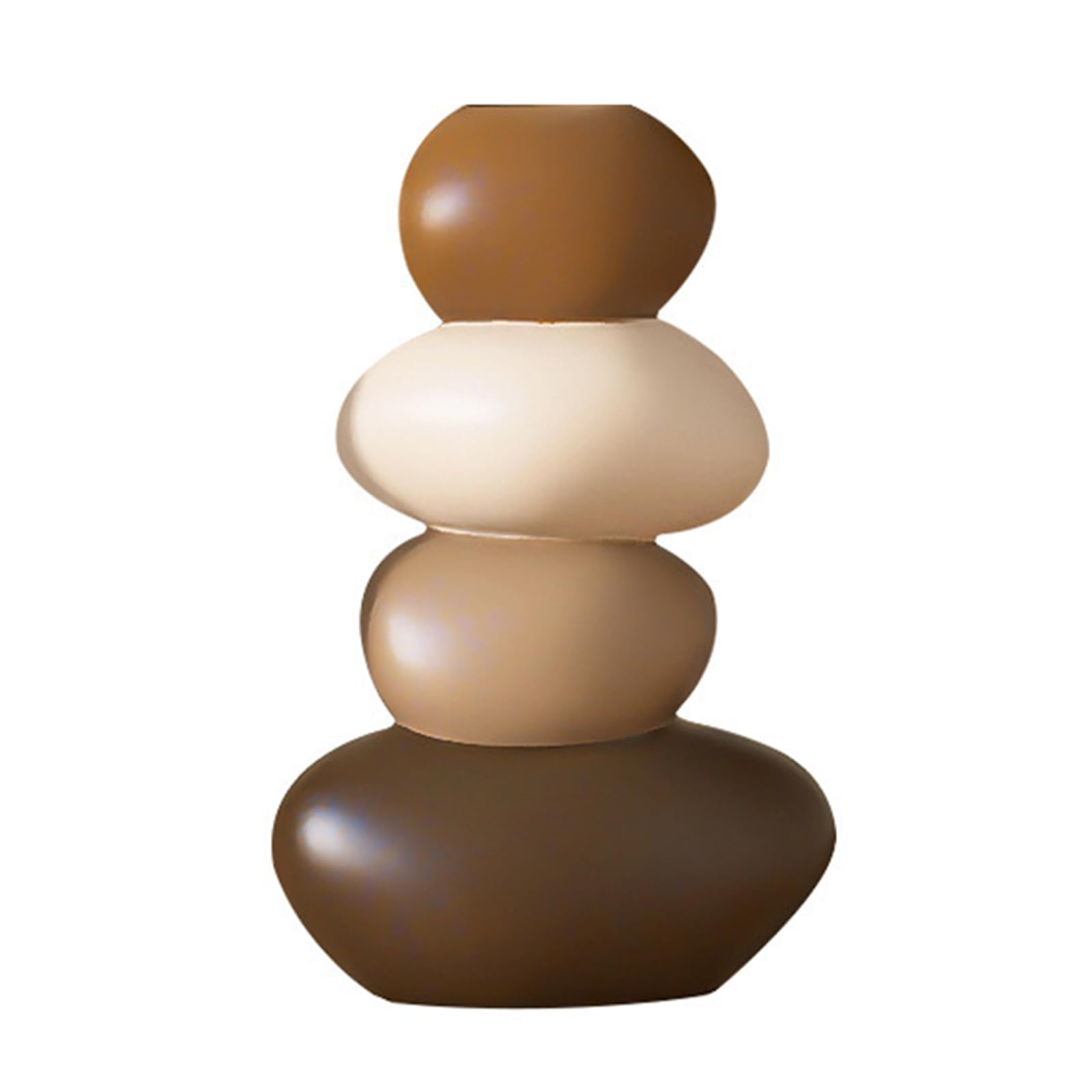 hogtnd Resin Deer Figurine with Stacked Stone Flower, Stacked Stone Reindeer Sculpture with Flower Vase, Small Animal Figurine, Ornament for Office, Home Decoration, Collectible