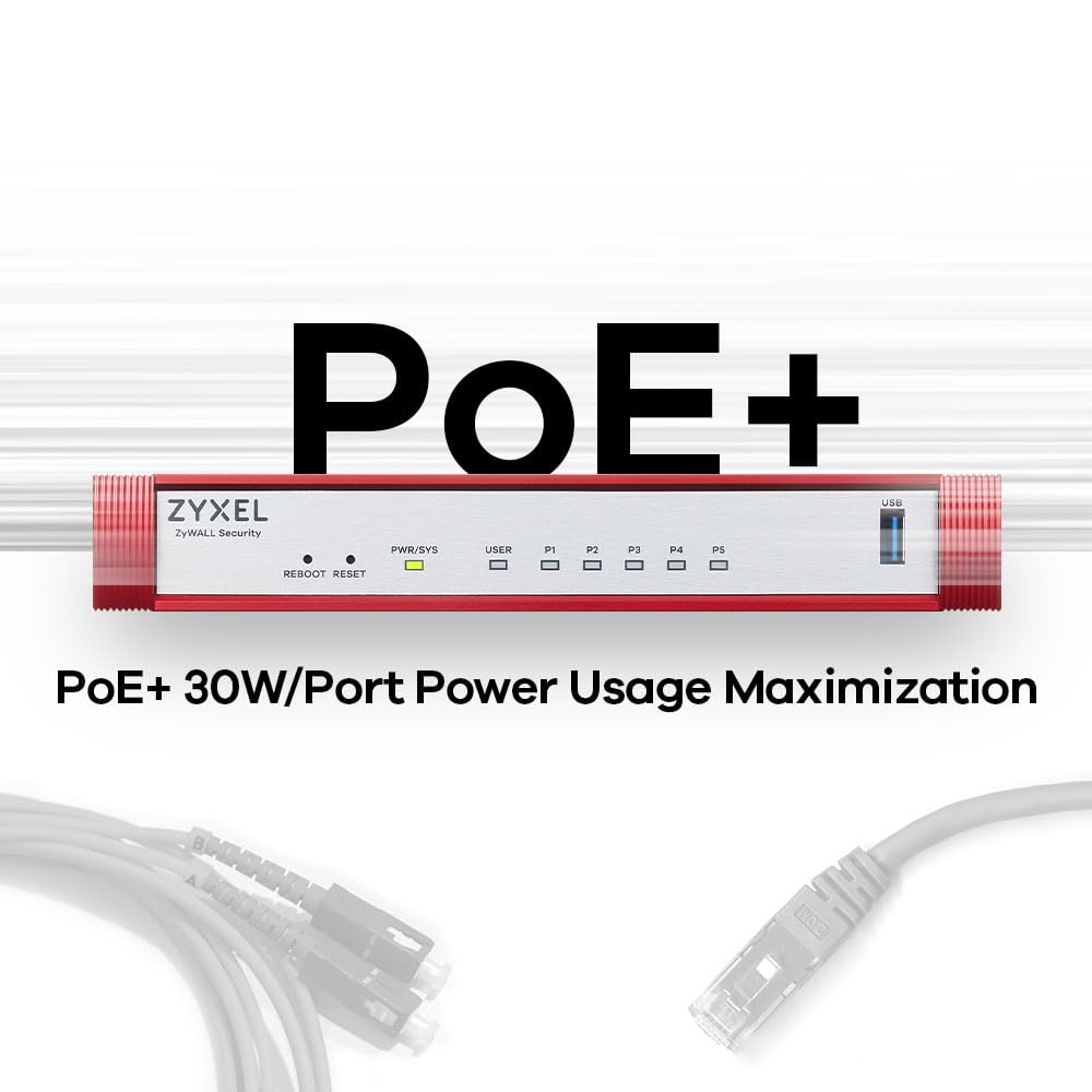 Zyxel Firewall per la sicurezza informatica ad alta velocità | PoE+ | Consigliato fino a 15 utenti | Nebula Cloud | Solo hardware [USGFLEX50HP]