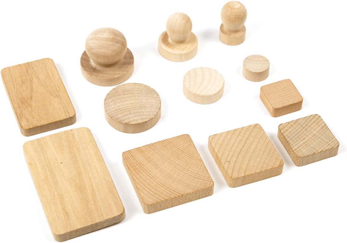 DIY Wooden Stamp Base Set, 10 Pieces, 6x6x1.2 CM Square Blocks