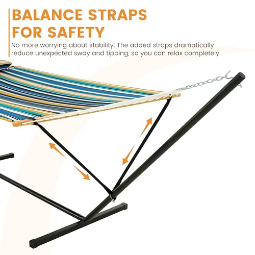 Image of Lazy Daze Double Hammock with Stand, Balance Straps & Carry Bag for Outside