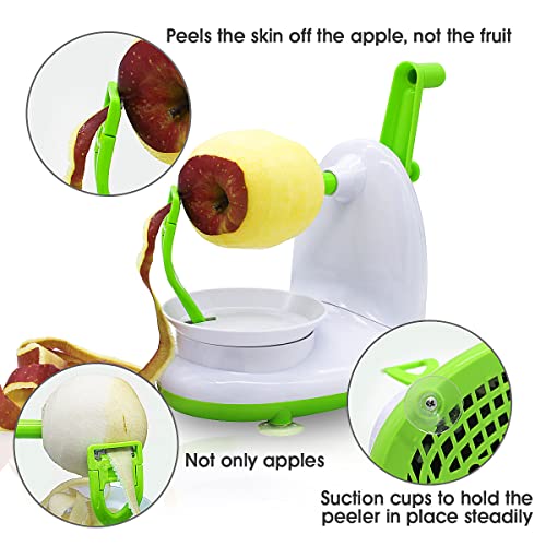 Upgraded Apple Peeler And Corer For Apple Pear Citrus Manual Rotating Kitchen Gadget Includes 2 Replacement Heads And 1 Splitter (White Green) #TOP3