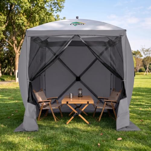 Image of COBIZI 6x6 FT Pop up Gazebo, Popup Canopy Tent, Screened in Gazebos with sidewalls, Waterproof Portable Outdoor Small Screen Tents Sun Shelter,carpas para Patio for Camping, Garden and Backyard,Grey