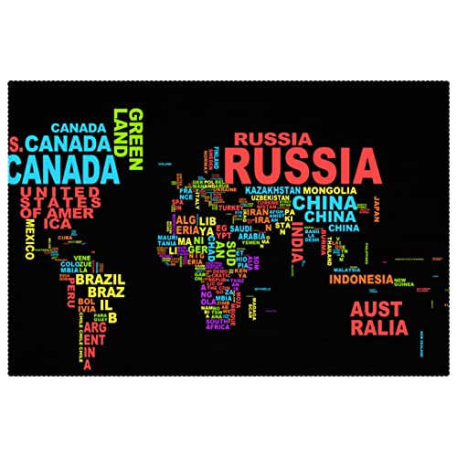 Sets de table carte du monde lavables pour protéger de la chaleur - 2