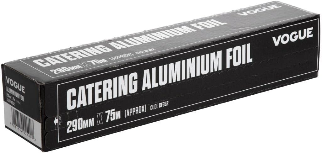 Vogue Aluminium Foil 290 mm x 75 m, Silver, Professional Grade Tin Foil, Box Features Serrated Cutting Blade, CF352 image 3
