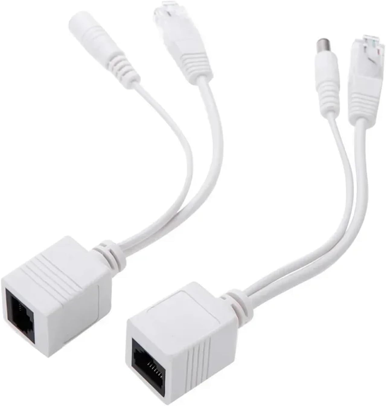 1 Male to 2 Female 2-Way POE Cable Passive Power Over Ethernet Adapter Cable RJ45(White B)