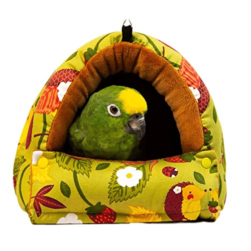 Image of Parrot Warm House Bird Nest Winter Hanging Hammock Birds Sleeping Bed Parrot Hideway Bed Washable for Parrot Parakeet Cockatiels Budgies Lovebird (L,Mustard)