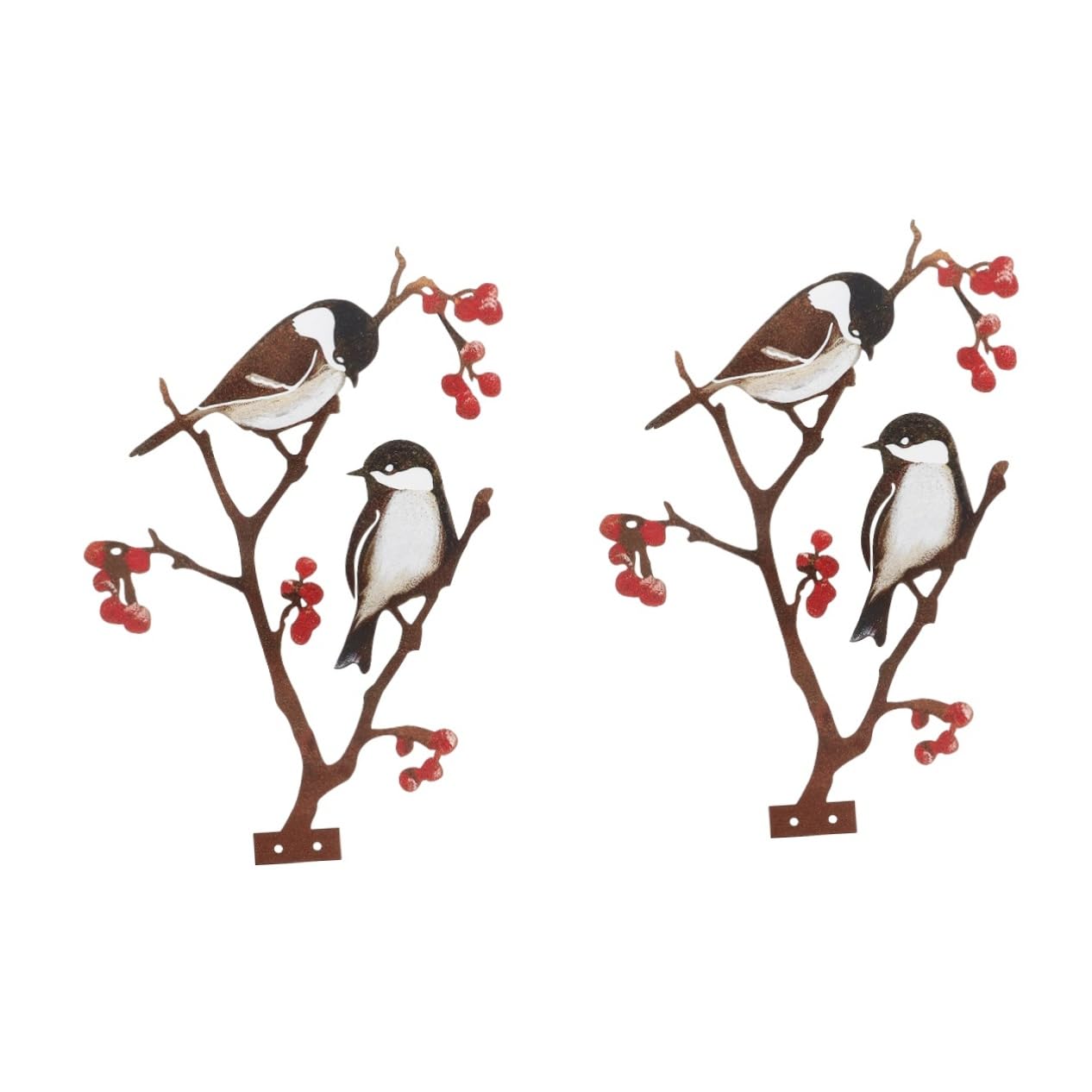 Generic 2pcs Bird Farmhouse Pendant Front Porch Decor Simulation Bird Figurine Bird on Tree Wall Art Birds Garden Ornaments Branch Wall Art Birds on Tree Branch Statue Bird Wall Art Iron