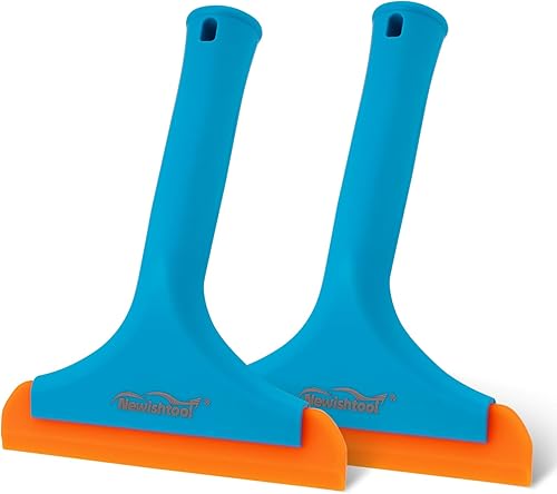 NEWISHTOOL Escobilla de ducha de vidrio, escobilla de ducha para paredes de ducha de azulejos, espejos de baño, escobilla de silicona flexible,