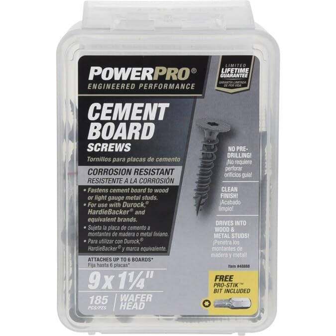 POWERPRO Cement BROARD Screws 9X 1 1/4 185 PCS