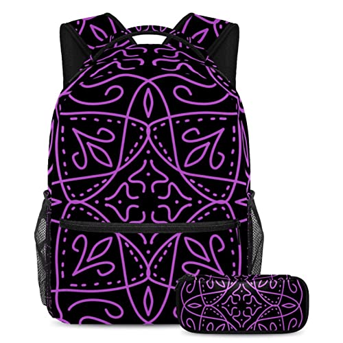 Sac à dos rose avec trousse assortie pour écoliers | Set de 2 cartables de voyage