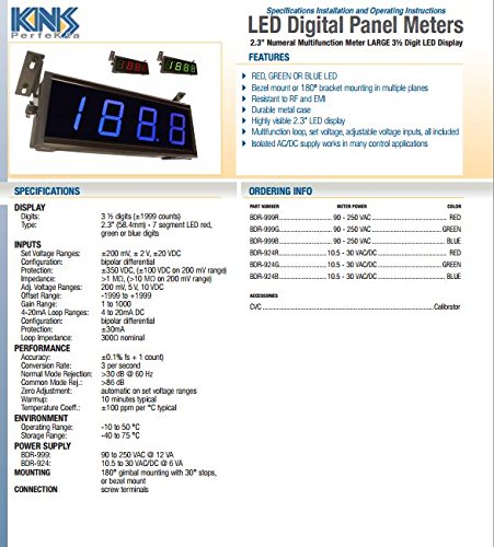 BDR-924-B Digital Panel Meter Voltmeter, 3 1/2 digit 2.3 inch LED