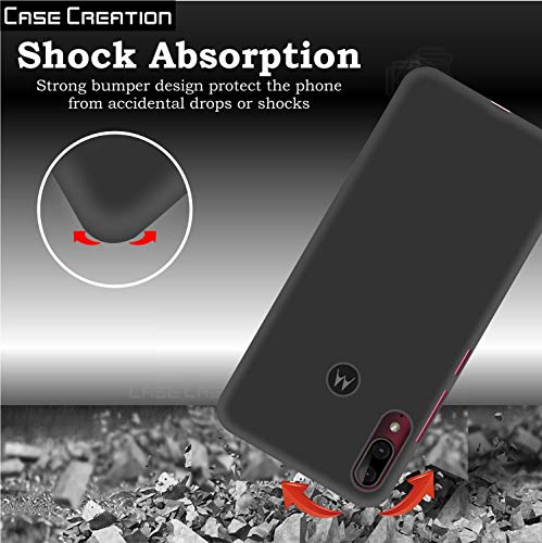 Image of Case Creation for Moto E6 Plus 2019 Back case, Motorola Moto E6 Plus Slim Flexible Smart Look case with 360 Camera All Angle Protection (Pure Black)