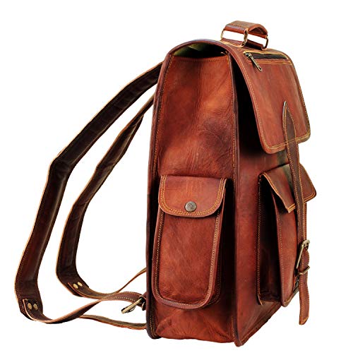 16 Inch Genuine Leather Backpack for Women and Men - Retro Vintage Laptop Backpack3