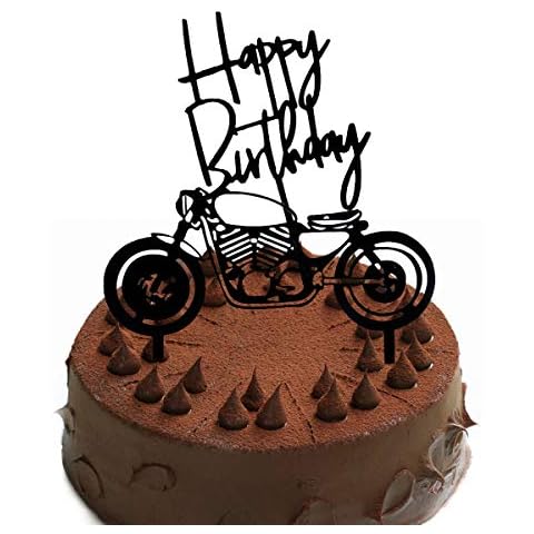Gwolf Motorcycle Cake Topper Personalised Cake Placard Decoration Baking Cake Locomotive Style Placard Party Dessert Decoration, 2pcs Cover