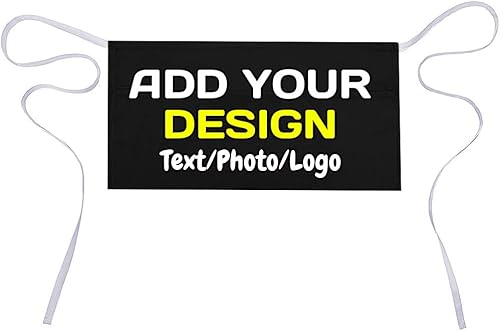 Miniatura 1 de Delantal de cintura personalizado con 3 bolsillos para añadir foto, texto, logotipo, nombre, camarero