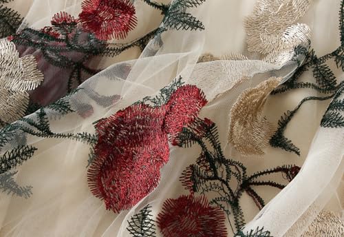 2025 Couture Floral Sequin Tulle Skirts Vintage Luvury Autumn High Waist Maxi Pleated Skirts for Women3