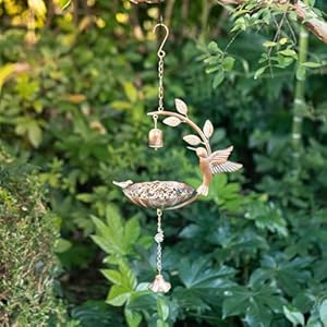 Glitzhome 25" H Metal Wild Bird Feeder, Faux Copper Patina Finish Hummingbird Hanging Birdfeeder - Attract Wild Birds for Garden Deck Yard Backyard Porch Decor Glitzhome 25 H Metal Wild Bird Feeder Faux Copper Patina Finish Hummingbird Hanging Birdfeeder Attract Wild Birds for Garden Deck Yard Backyard Porch Decor