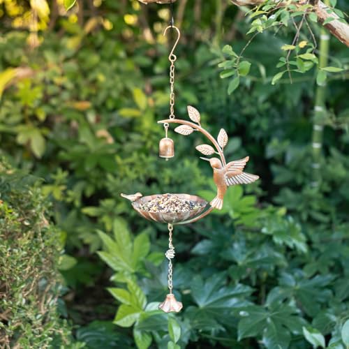Glitzhome-25-H-Metal-Wild-Bird-Feeder-Faux-Copper-Patina-Finish-Hummingbird-Hanging-Birdfeeder-Attract-Wild-Birds-for-Garden-Deck-Yard-Backyard-Porch-Decor Glitzhome 25 H Metal Wild Bird Feeder Faux Copper Patina Finish Hummingbird Hanging Birdfeeder Attract Wild Birds for Garden Deck Yard Backyard Porch Decor