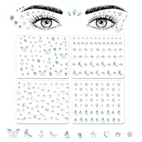 Glitzersteine Selbstklebend für Gesicht, 4 Stück Strasssteine Selbstklebend in Herz, Stern, Tropfen, Schmetterlingsform, Glitzersteine für DIY Schminken, Festival, Karneval, Party
