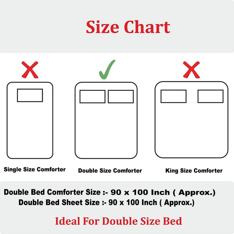 Image of Polycotton Printed 120 TC Comforter & Bedsheet Double Bed Bedding Set, Queen Size (90x100 inch), Red & Golden, 4 Pieces