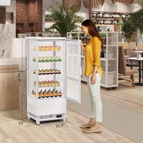 Image of Commercial Display Refrigerator 3.4 Cu ft, Countertop Refrigerated Display Case with LED Lighting for Bakery, Cafe,