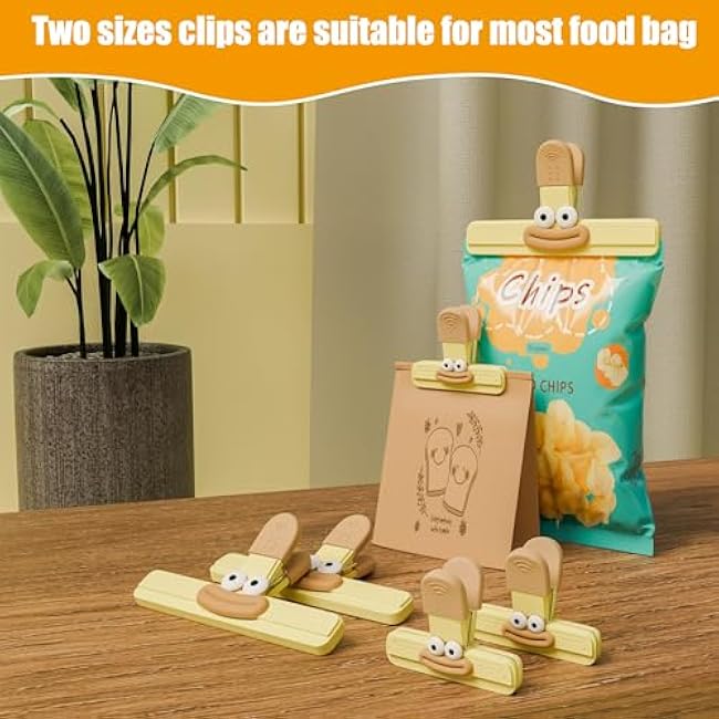 Chip Clips, Bag Clips for Food Storage with Airtight Seal Grip for Bread Bags, Snack Bags and Food Bags, 6 Pack Heavy Duty Large and Small Bread Clips for Kitchen and Office