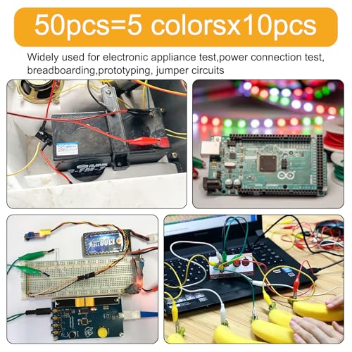 Image of 50PCS Alligator Clips Electrical Test Leads Dual Ended Crocodile Alligator Clips Electrical 5 Colors for DIY Electrical Testing Circuit Connection Experiment