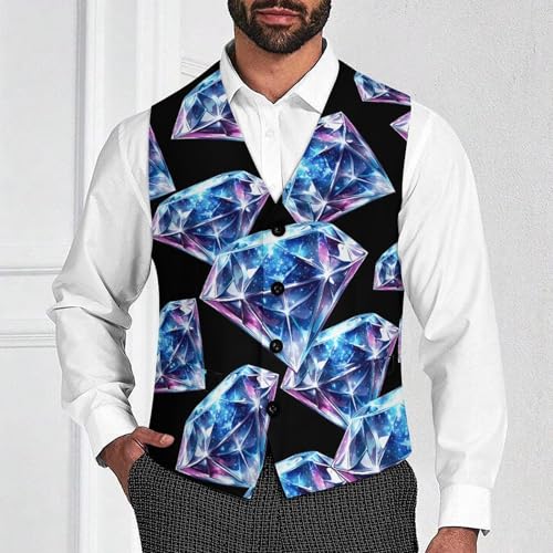 Diamond Universe Symbol Men's Suit Vests Dress Vest V-Neck Waistcoat Slim Business Formal with Pocket2