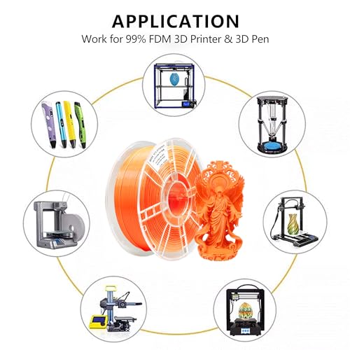 Image of iBOSS PETG 3D Printer Filament 1.75 mm Orange 1KG (2.2lbs) Spool 3D Printing Filament, Dimensional Accuracy + /- 0.02 mm, Neatly Wound 3D Filament Fit Most FDM 3D Printers (PETG Orange)