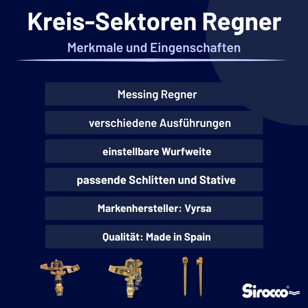 Vyrsa V70VL Kreisregner 1 Zoll - Impulsregner - Vollkreisregner - Sektorenregner - Bewässerung für Landwirtschaft oder Garten Grünflächen