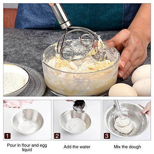 Inmorven Danish Dough Whisk, 2 Pack Premium Stainless Steel Dutch Whisk, Large Hand Mixer Artisan Blender For Bread, Pastry, Pizza Dough - Perfect Baking