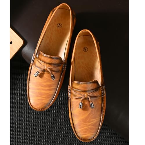 Image of Karaddi Men's Loafer Shoes Tan Brown Black Shoe for Men Casual