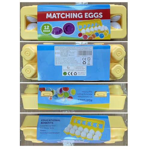 Skrtuan Montessori Spielzeug Passende Eier Farbe & Form Erkennung Sorter Skills Spielzeug für Kleinkinder,Passende Eier Set Osterei,Feinmotorik Montessori Puzzle Geschenk