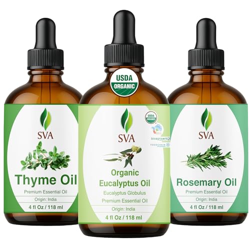 Aceites Esenciales Tomillo, Romero y Eucalipto 4 oz Combo