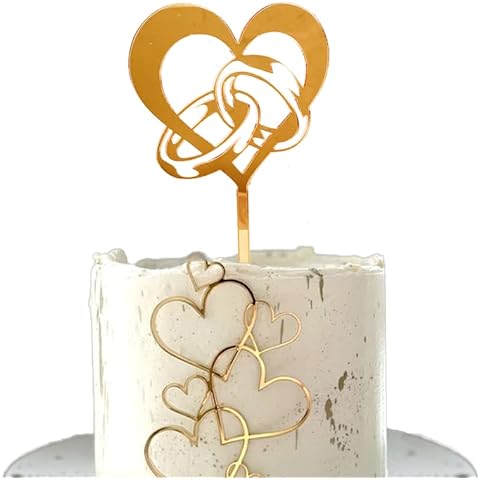 Goldenes Cake Topper Tortendeko Set, Acryl Glitter Cupcake Topper Herze Tortenaufsatz Cake Topper Kuchen Deko für Geburtstag Hochzeit Wedding Party Feier Cover