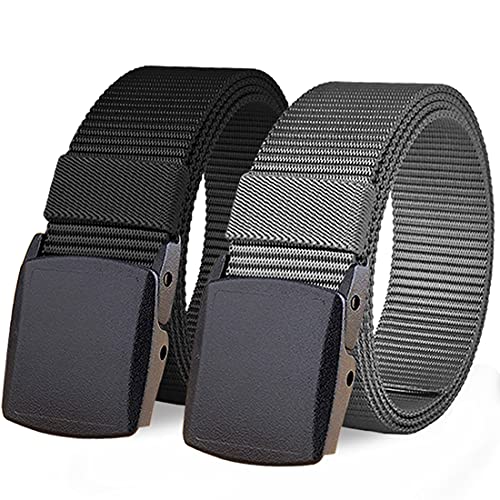 Image of WYuZe 2 Pack Nylon Belt Outdoor Military Web Belt 1.5 inch Men Tactical Webbing Work Belts for Men