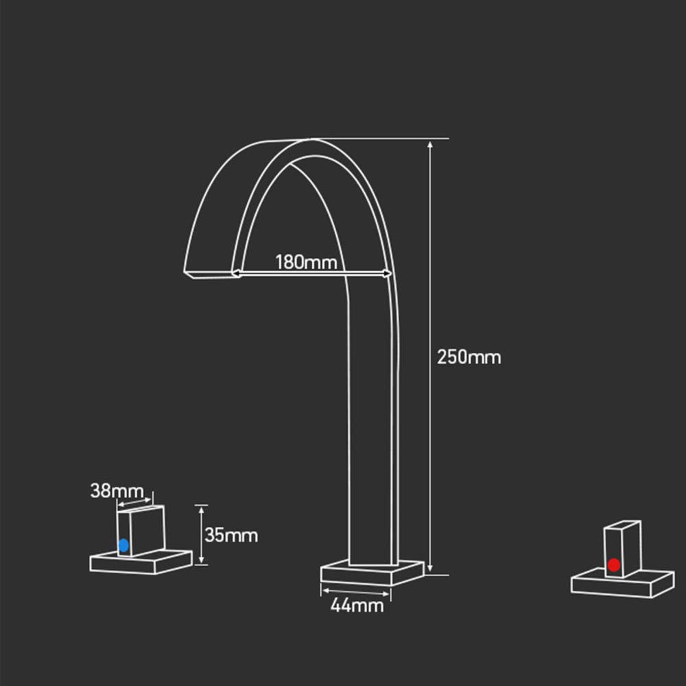 Rubinetto per lavabo da Bagno a 3 Fori in Ottone, Acqua Calda e Fredda, Anti-Schizzi, per lavabo, Nero
