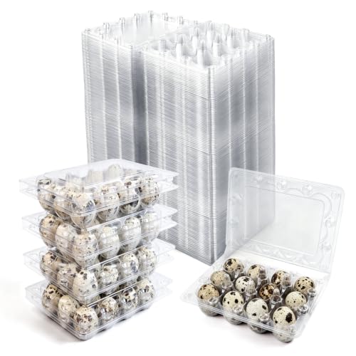 120 Pack Quail Egg Cartons 12 Grid Heavy Duty Snap Lock Clear Plastic Small Egg Container Stackable Bulk Tray for Quail Pigeon Button Eggs - Not for Chicken Eggs