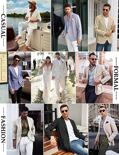 Coofandy Men's Casual Sport Coat Regular Fit Lightweight Linen Blazer Jacket Stylish One Button Suit Jackets #TOP4