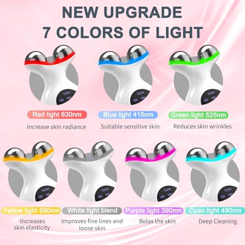 Red Light Therapy Devices for Face and Neck, 7 Colors Portable LED Face Massager with Vibration, Home Skin Care Facial Sculpting Tool for Face, Neck Lifting & Firming - Image 4