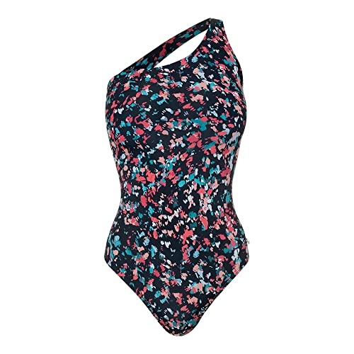 Maiô Ombro Unico Estamp Manch Color, She, Feminino, Preto, P