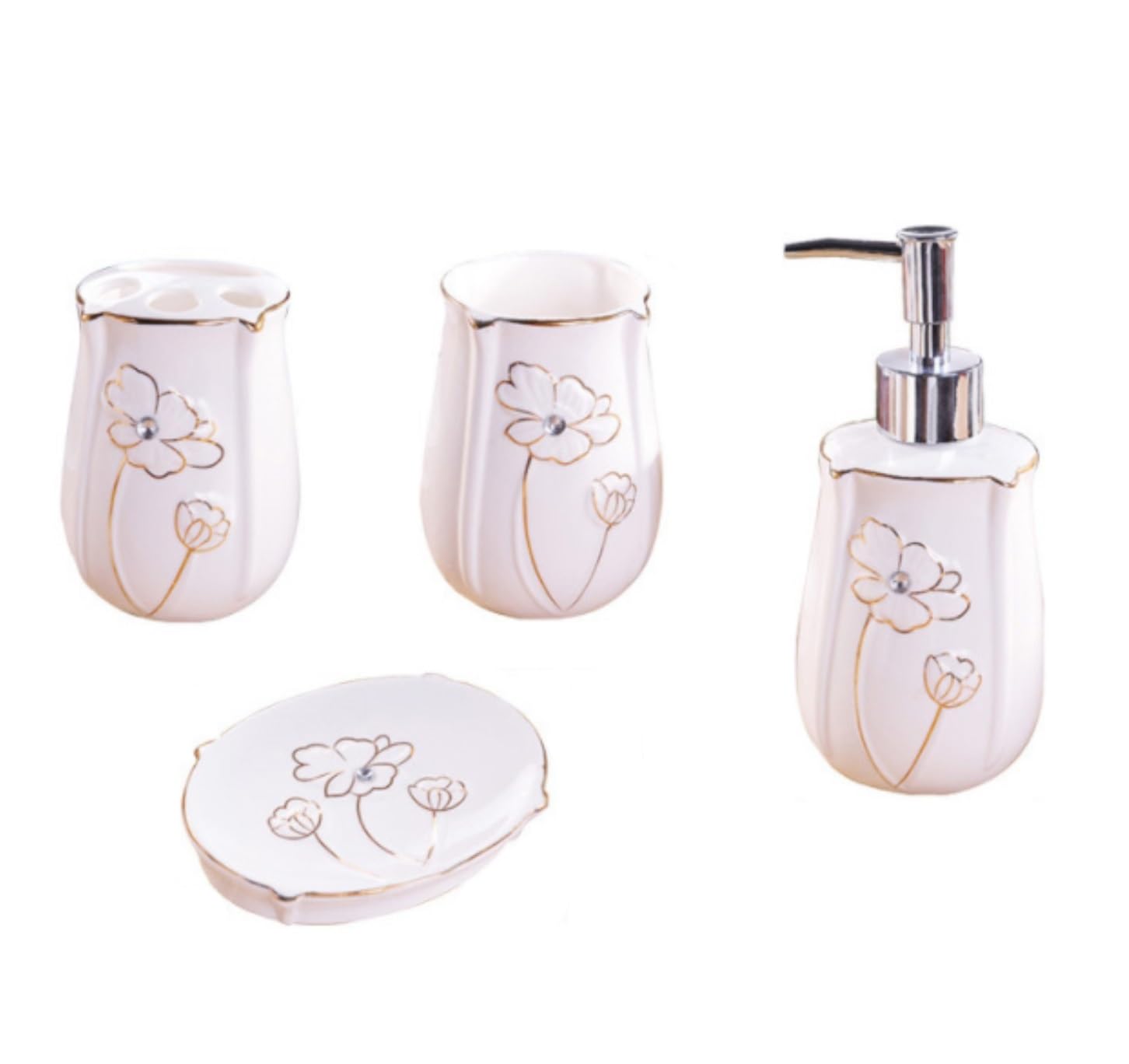 Lyvqzpwlr Wit Ceramic Soap Dispenser Set