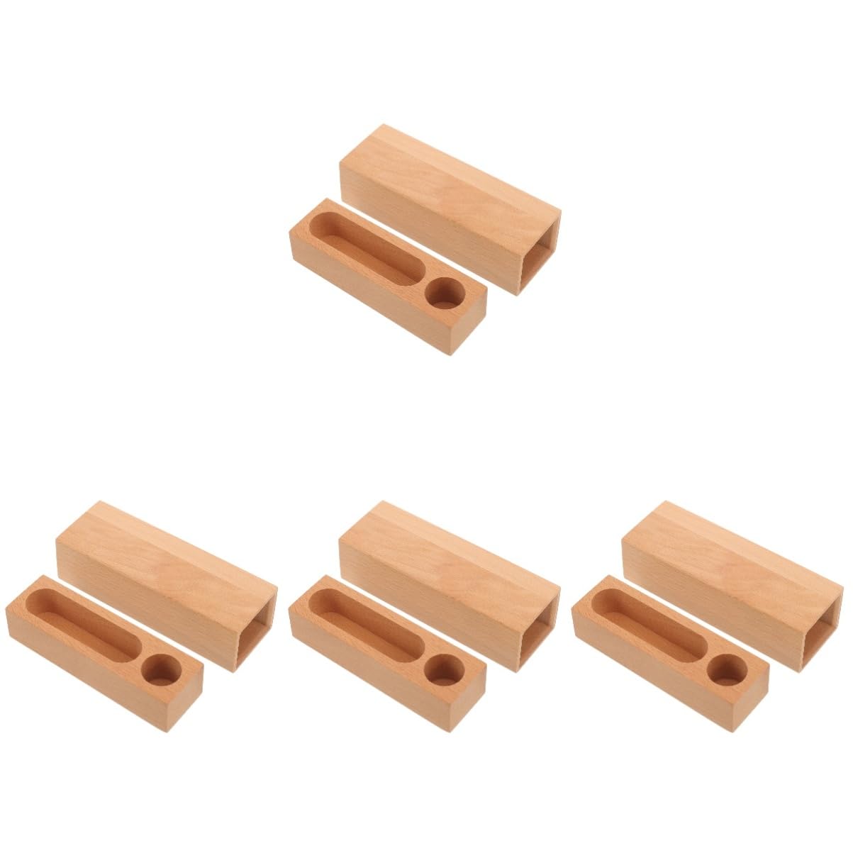 4 Piezas Caja de sellos estuche para estampadores de tinta propia almohadilla de tinta equipo Almacenamiento de sellos de madera Organizador de sellos de madera tinta sellos Beige